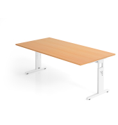 Schreibtisch VOS, manuell h&ouml;henverstellbar, 85cm (H), 200x100cm (BxT), buche / wei&szlig;