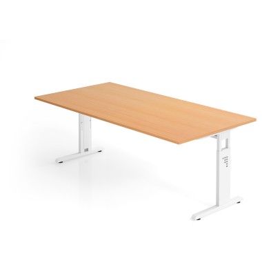 Schreibtisch VOS, manuell h&ouml;henverstellbar, 85cm (H), 200x100cm (BxT), buche / wei&szlig;