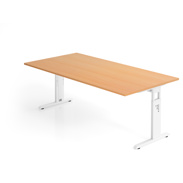 4032062149829 - HAMMERBACHER OS 2E höhenverstellbarer Schreibtisch buche rechteckig C-Fuß-Gestell weiß 2000 x 1000 cm