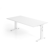 Schreibtisch VOS, manuell h&ouml;henverstellbar, 85cm (H), 200x100cm (BxT), wei&szlig; / wei&szlig;
