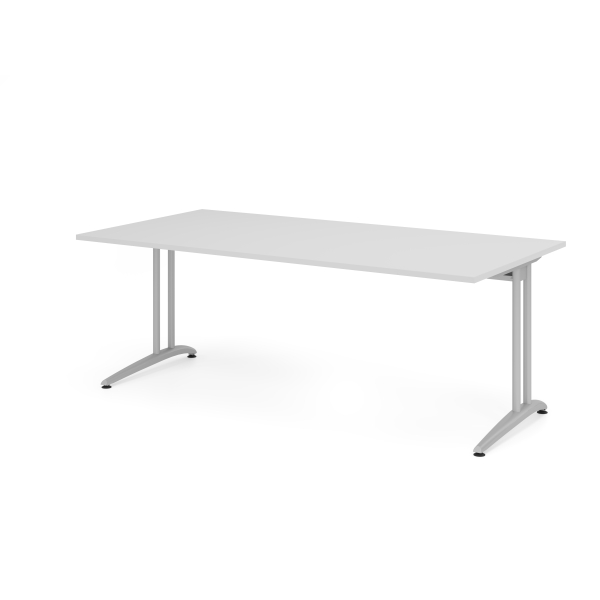 4032062149874 - HAMMERBACHER BS2E Schreibtisch grau rechteckig C-Fuß-Gestell silber 2000 x 1000 cm