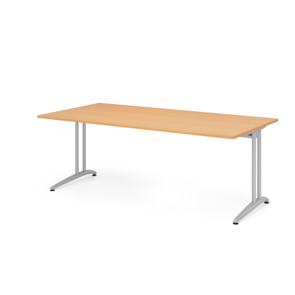 4032062149881 - HAMMERBACHER BS2E Schreibtisch buche rechteckig C-Fuß-Gestell silber 2000 x 1000 cm