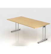 Schreibtisch C-Fu&szlig; 200x100cm AhornSilber