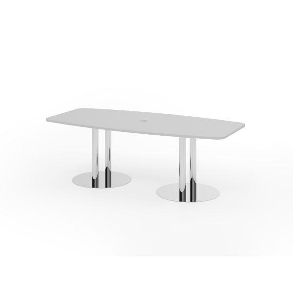 4032062150009 - HAMMERBACHER Konferenztisch KT22S lichtgrau Tonnenform Rundrohr chrom 2200 x 830 - 1030 x 745 cm
