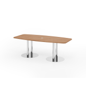 Konferenztisch K-Serie, , 220x103cm (BxT), 8 Personen, Tonnenform, nussbaum / chrom