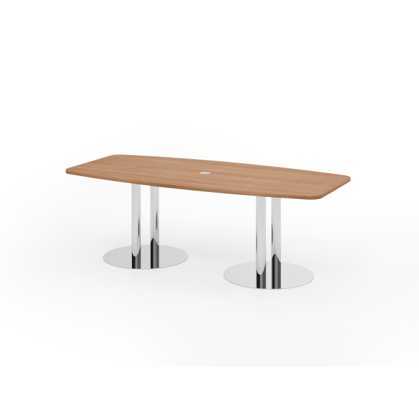 4032062150023 - HAMMERBACHER Konferenztisch KT22S nussbaum Tonnenform Rundrohr chrom 2200 x 830 - 1030 x 745 cm