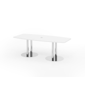 Konferenztisch K-Serie, , 220x103cm (BxT), 8 Personen, Tonnenform, wei&szlig; / chrom