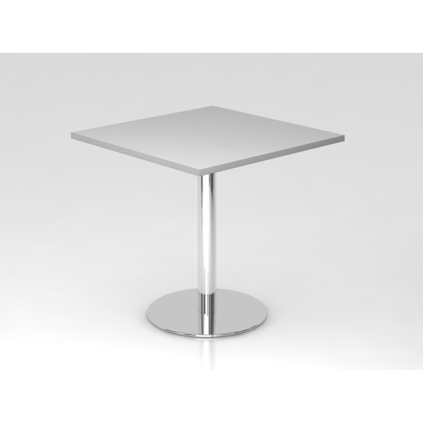 4032062150054 - Besprechungstisch LxB 800 x 800 mm 755 mm hoch Gestell verchromt Platte lichtgrau kaiserkraft