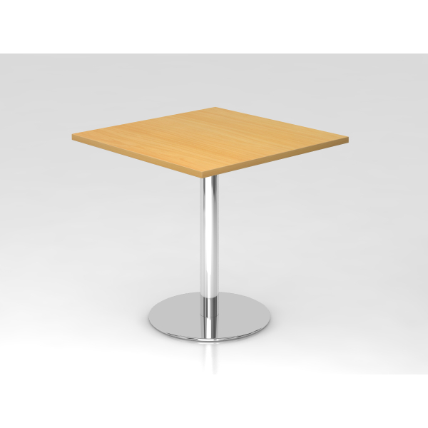 4032062150061 - Besprechungstisch LxB 800 x 800 mm 755 mm hoch Gestell verchromt Platte Buche-Dekor kaiserkraft