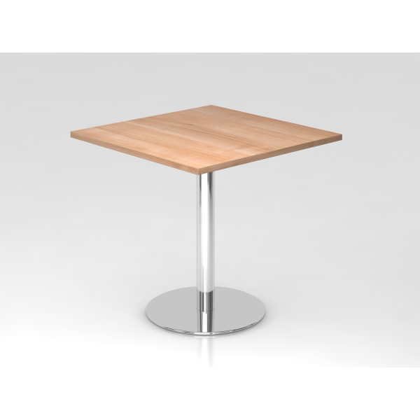 4032062150078 - Besprechungstisch LxB 800 x 800 mm 755 mm hoch Gestell verchromt Platte Nussbaum-Dekor kaiserkraft