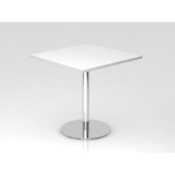 4032062150085 - Besprechungstisch LxB 800 x 800 mm 755 mm hoch Gestell verchromt Platte weiß kaiserkraft