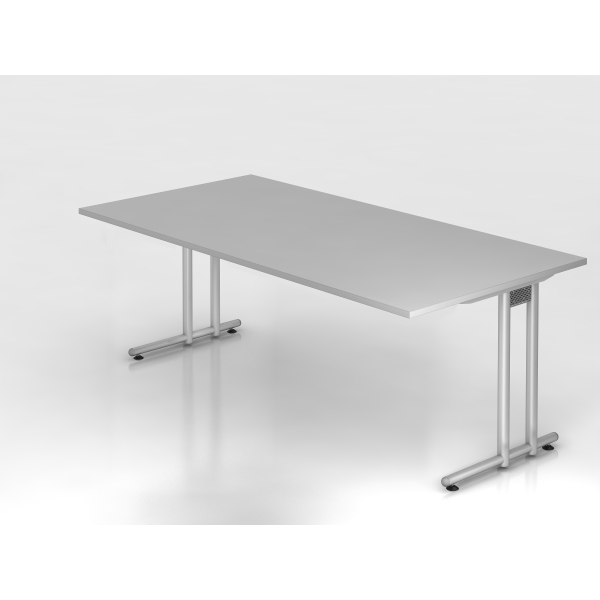 4032062150184 - HAMMERBACHER NS2E Schreibtisch lichtgrau rechteckig C-Fuß-Gestell silber 2000 x 1000 cm