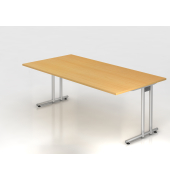 Schreibtisch VNS, 74cm (H), 200x100cm (BxT), buche / silber
