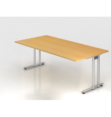Schreibtisch VNS, 74cm (H), 200x100cm (BxT), buche / silber