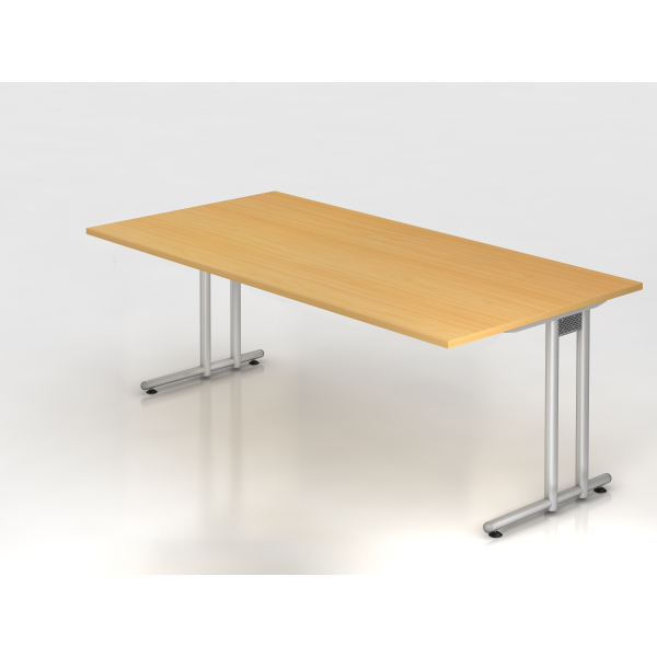 4032062150191 - HAMMERBACHER NS2E Schreibtisch buche rechteckig C-Fuß-Gestell silber 2000 x 1000 cm