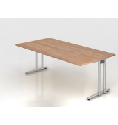 Schreibtisch VNS, 74cm (H), 200x100cm (BxT), nussbaum / silber