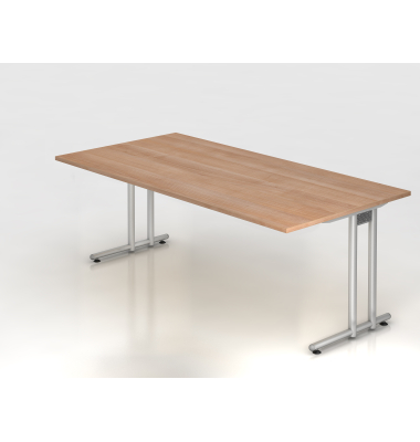 Schreibtisch C-Fu&szlig; 200x100cm NussbaumSilber