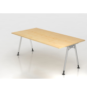 Schreibtisch VAS, manuell h&ouml;henverstellbar, 76cm (H), 200x100cm (BxT), ahorn / silber