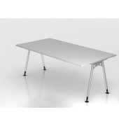 Schreibtisch VAS, manuell h&ouml;henverstellbar, 76cm (H), 200x100cm (BxT), grau / silber