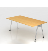 Schreibtisch VAS, manuell h&ouml;henverstellbar, 76cm (H), 200x100cm (BxT), buche / silber