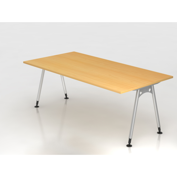 4032062150375 - HAMMERBACHER AS2E höhenverstellbarer Schreibtisch buche rechteckig A-Fuß-Gestell silber 2000 x 1000 cm