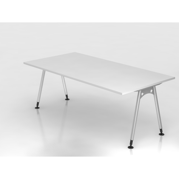4032062150399 - Schreibtisch VAS manuell höhenverstellbar 76cm (H) 200x100cm (BxT) Weiß   silber 4032062150399 Hammerbacher