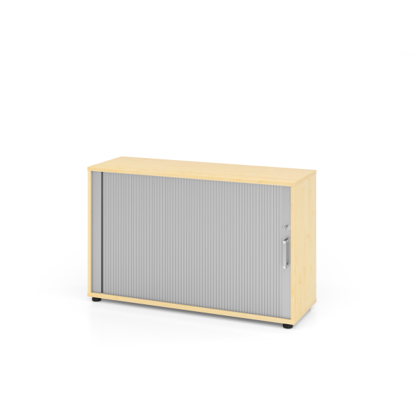4032062151044 - Querrollladenschrank TARVIS 2 Ordnerhöhen B 1200 x T 400 x H 825 mm abschließ- & stapelbar Ahorn-Dekor alusilber