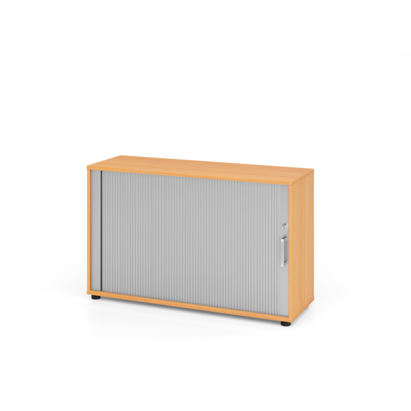 4032062151167 - Querrollladenschrank TARVIS 2 Ordnerhöhen B 1200 x T 400 x H 825 mm abschließ- & stapelbar Buche-Dekor alusiber