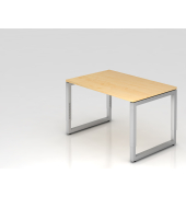 Schreibtisch VRS, manuell h&ouml;henverstellbar, 85cm (H), 120x80cm (BxT), ahorn / silber