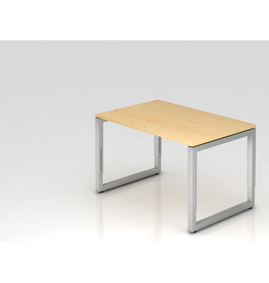 Schreibtisch VRS, manuell h&ouml;henverstellbar, 85cm (H), 120x80cm (BxT), ahorn / silber