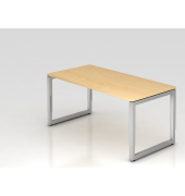 Schreibtisch VRS, manuell h&ouml;henverstellbar, 85cm (H), 160x80cm (BxT), ahorn / silber