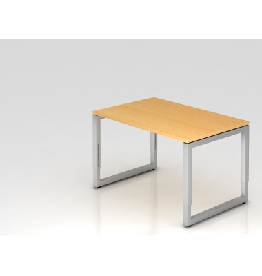 Schreibtisch VRS, manuell h&ouml;henverstellbar, 85cm (H), 120x80cm (BxT), buche / silber