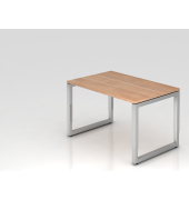 Schreibtisch VRS, manuell h&ouml;henverstellbar, 85cm (H), 120x80cm (BxT), nussbaum / silber