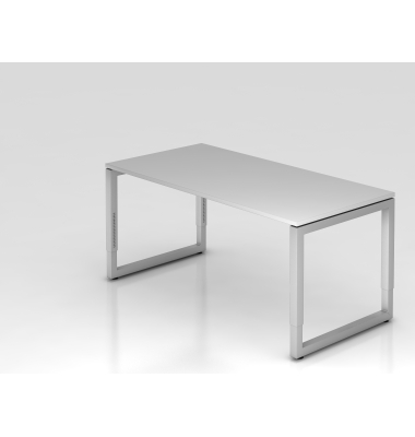 Schreibtisch VRS, manuell h&ouml;henverstellbar, 85cm (H), 160x80cm (BxT), grau / silber