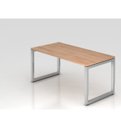 Schreibtisch VRS, manuell h&ouml;henverstellbar, 85cm (H), 160x80cm (BxT), nussbaum / silber