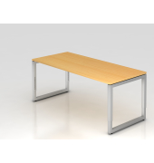 Schreibtisch VRS, manuell h&ouml;henverstellbar, 85cm (H), 180x80cm (BxT), buche / silber