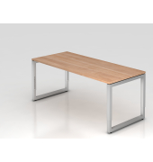 Schreibtisch VRS, manuell h&ouml;henverstellbar, 85cm (H), 180x80cm (BxT), nussbaum / silber