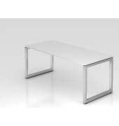 Schreibtisch VRS, manuell h&ouml;henverstellbar, 85cm (H), 180x80cm (BxT), wei&szlig; / silber
