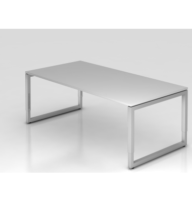Schreibtisch VRS, manuell h&ouml;henverstellbar, 85cm (H), 200x100cm (BxT), grau / silber