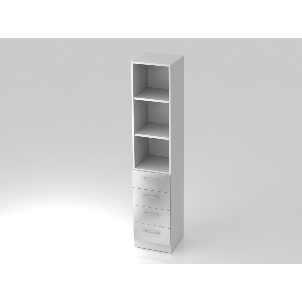 4032062155363 - PRO SIGNA G 7600 RE - 5 OH Schrank mit 4 Schüben Relinggriff Kunststoff Weiß Silber