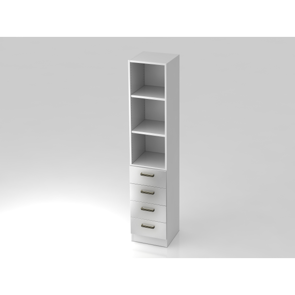 4032062155370 - Regal 5OH 4 SchübeSO-Bl SG WeißSilber 4032062155370 Hammerbacher