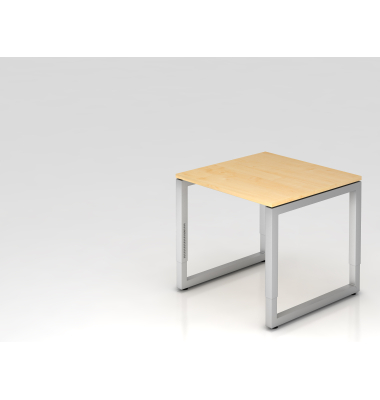 Schreibtisch VRS, manuell h&ouml;henverstellbar, 85cm (H), 80x80cm (BxT), ahorn / silber