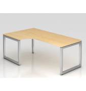 Schreibtisch VRS, manuell h&ouml;henverstellbar, 85cm (H), 200x120cm (BxT), ahorn / silber
