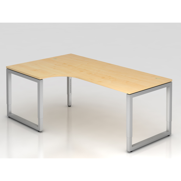 4032062155912 - HAMMERBACHER RS82 höhenverstellbarer Schreibtisch ahorn L-Form O-Fuß-Gestell silber 2000 x 1200 cm
