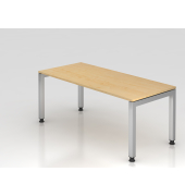 Schreibtisch VJS, manuell h&ouml;henverstellbar, 76cm (H), 180x80cm (BxT), ahorn / silber