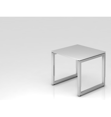Schreibtisch VRS, manuell h&ouml;henverstellbar, 85cm (H), 80x80cm (BxT), grau / silber