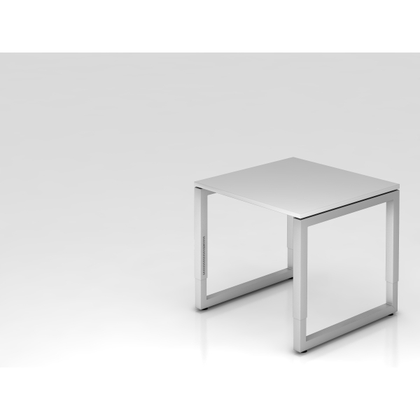 4032062156704 - HAMMERBACHER RS08 höhenverstellbarer Schreibtisch lichtgrau quadratisch O-Fuß-Gestell silber 800 x 800 cm