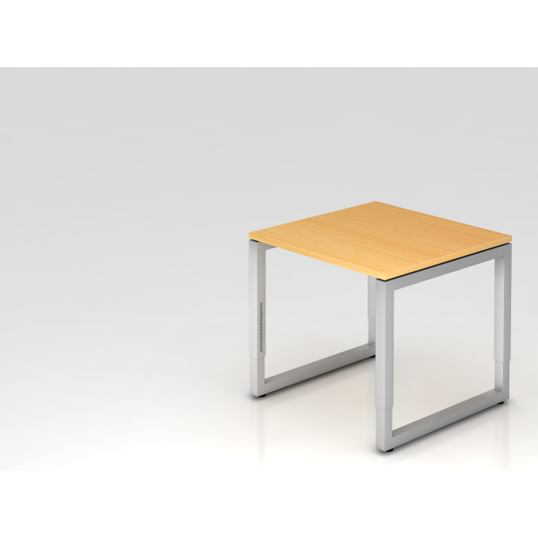 4032062156711 - HAMMERBACHER RS08 höhenverstellbarer Schreibtisch buche quadratisch O-Fuß-Gestell silber 800 x 800 cm