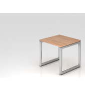 Schreibtisch VRS, manuell h&ouml;henverstellbar, 85cm (H), 80x80cm (BxT), nussbaum / silber