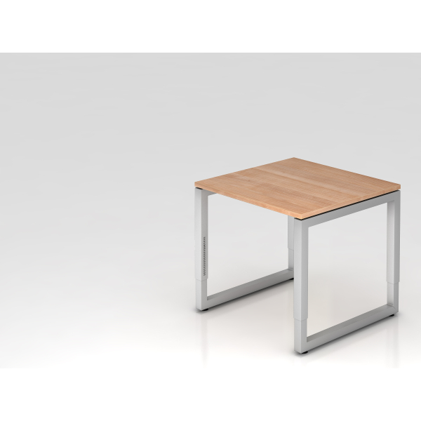 4032062156728 - Schreibtisch VRS manuell höhenverstellbar 85cm (H) 80x80cm (BxT) Nussbaum   silber 4032062156728 Hammerbacher